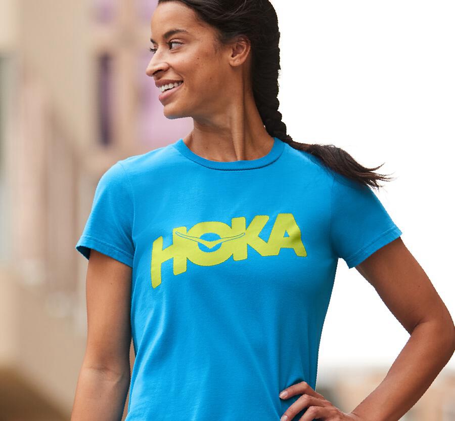 Hoka One One Tee Womens Blue - Brand - 27516PYWQ